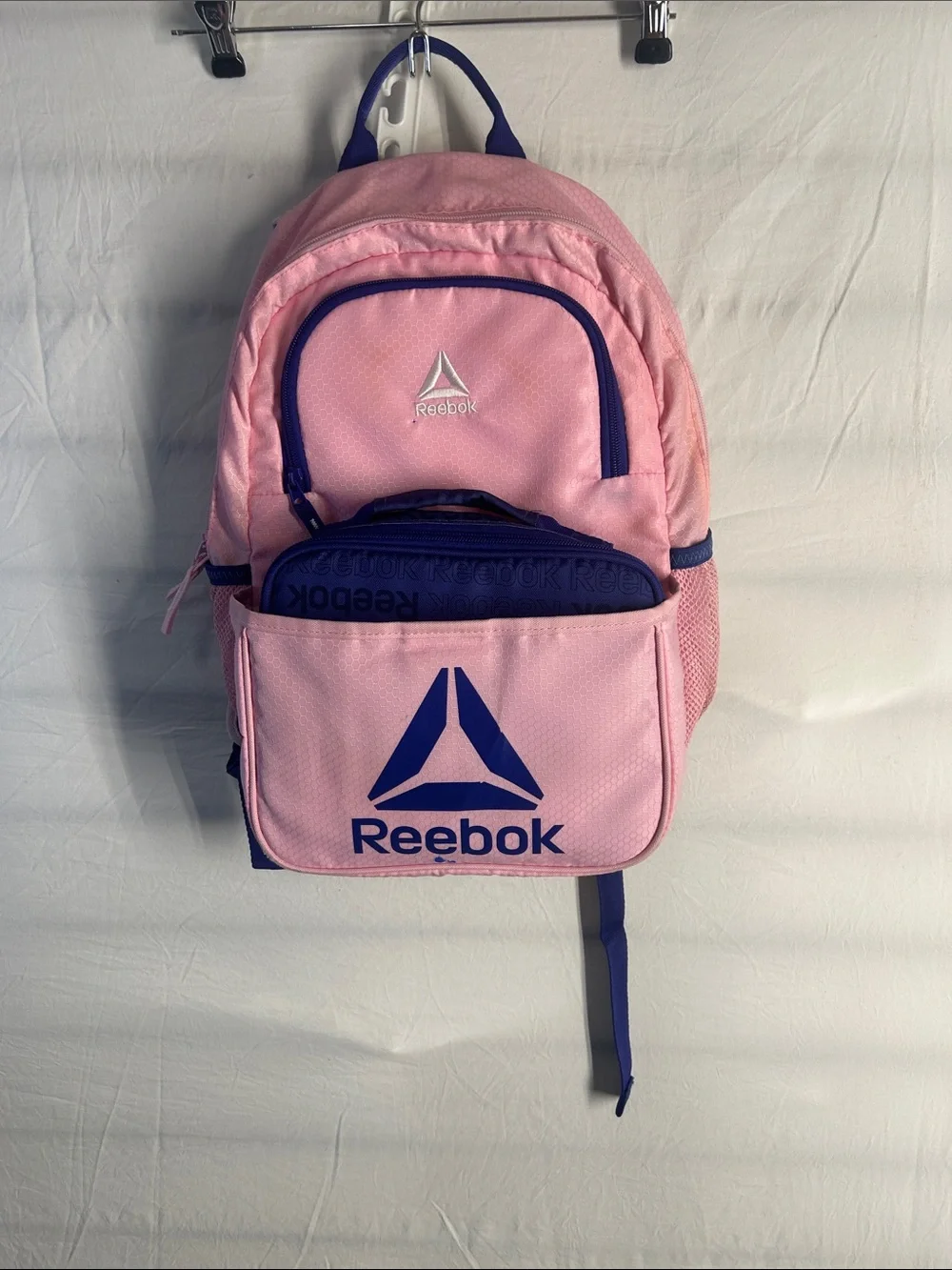 Reebok Pink Backpack with Purple Logo Accents